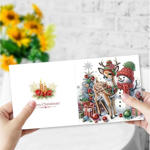 6 Pcs Diamond Painting Birthday Greeting Cards Kits for adults, 5D Handmade Diamond Art Birthday Card with Envelopes, DIY Greeting Cards Making Kits for friends Women Mom Grandma (Deer)