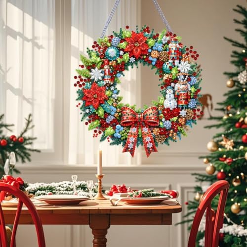 VeGuude Christmas Diamond Art Kits for Adults, DIY Acrylic Hanging Ornament