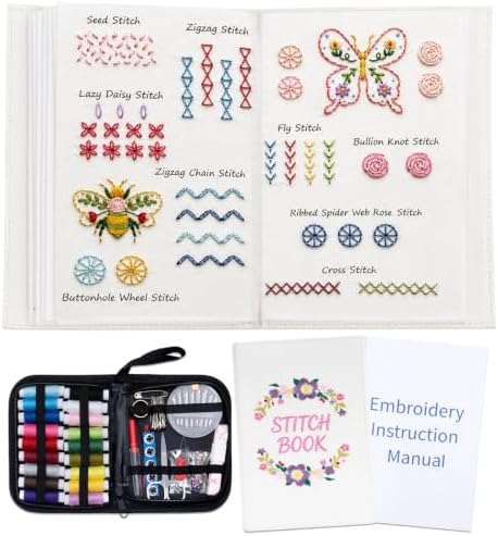 Nuberlic Embroidery Stitch Book Kit for Beginners, 72 Essential Stitches