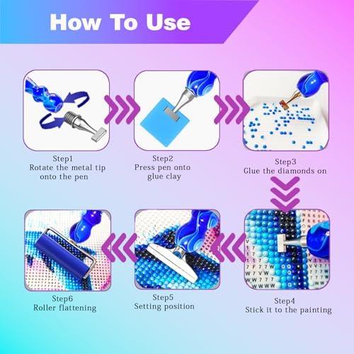Huanlys Diamond Painting Pens, Diamond Art Pen Tools Accessories Kit with Thin Screw Steel Metal Tip Nibs, Roller for Art Crafts & Nail Art, Comfort Grip and Faster Drilling