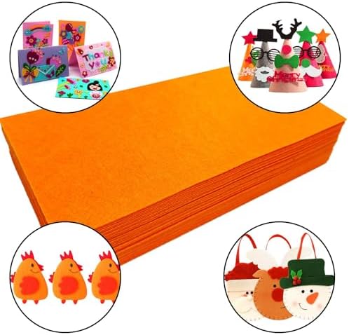 Jtnohx Self Adhesive Felt Sheets Adhesive Backed Felt Fabric Orange 33Pcs