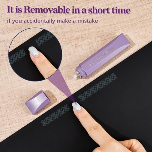 Temiary 4 Pack Double Sided Tape Pen, 16.4 Ft x 0.24 Inch Scrapbook Tape Roller for Crafts, Aesthetic Adhesive Glue Tape Pens for Scrapbooking School Office Journaling Supplies (Purple)