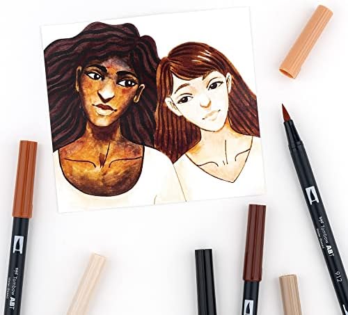 Tombow 56170 Dual Brush Pen Art Markers, Portrait, 10-Pack. Blendable, Brush and Fine Tip Markers