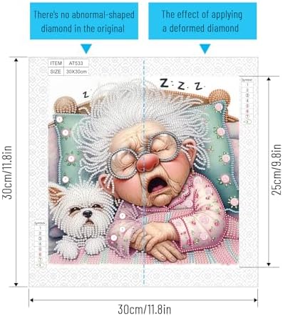 Diamond Painting Kits for Adults, Sleeping Granny Pattern Design Special Shape Diamond Art Kits for Beginners, DIY Diamonds Paintings Art for Home Wall Decor Gift