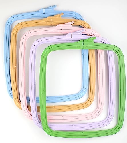 Nurge Square Embroidery Hoop - Plastic Cross Stitch Frame for Needlepoint & Embroidery - Adjustable Craft Hoop - Pink - No:4 (Large)