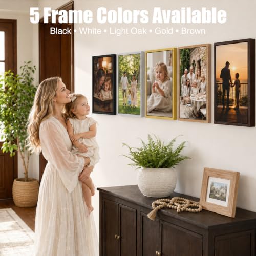 Canvas Floater Frame for 1 to 1.25 Inch Deep Gallery Wrapped Canvas, Modern Wood Grain Floating Frame for Finished Wall Art, Oil Paintings, High-Density PS, Made in USA (White, 8x10 Inch)