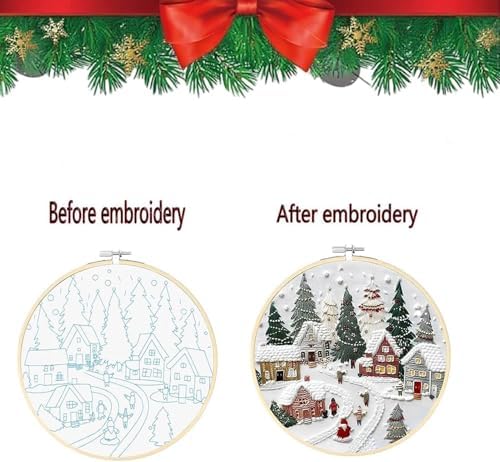 SCECALA 4 Winter Christmas Pack Embroidery Kit for Beginners