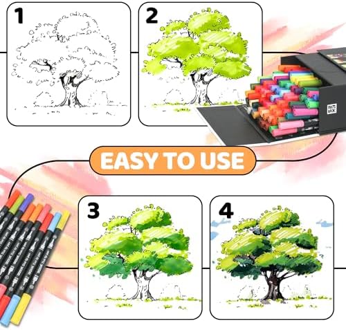 ZSCM 80 Colors Markers for Adult Coloring Books No Bleeding - Duo Tip Pens | Fine & Brush Coloring Marker for Adult Calligraphy, Illustration, Cards Drawing, Note taking Lettering, Journaling