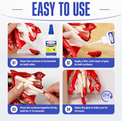 Silicone Glue Instant Glue 30g 2 Pack, Clear Waterproof Fast-Drying