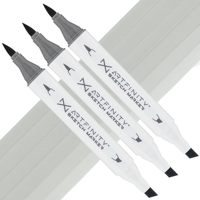 Artfinity Sketch Markers - Set of 3 - Ocean Mist G9-2, Vibrant, Professional, Dye-Based Alcohol Markers for Artists, Drawing, Travel, & More