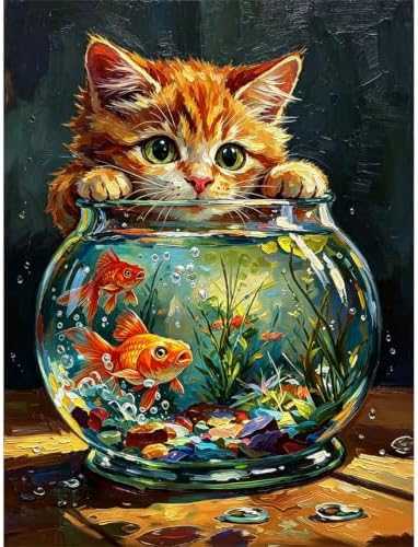 bleihum Funny Cat Diamond Art Kits for Adults Gem Art 12x16inch