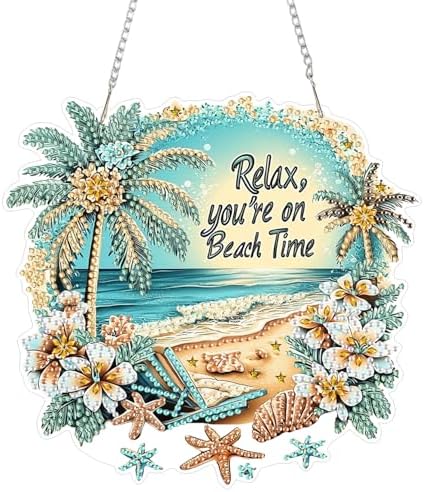 AIBOERL Beach Diamond Art Kits for Adults, Acrylic Hanging Suncatcher