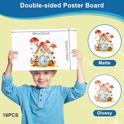 18 Pcs 14" x 22" Poster Board White Poster Board Paper Bulk 250 GSM Thickness Vision Boards Smart for Drawing School Arts Craft Projects Presentations Scrapbooking Blank Graphic Display