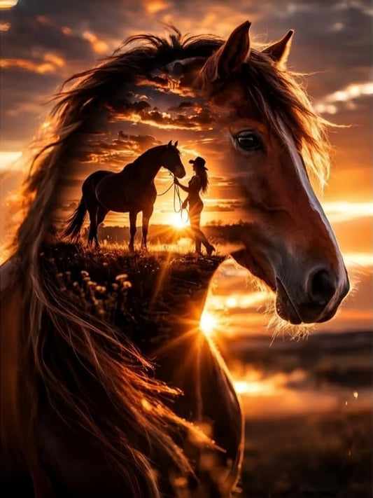 KYOQFVN Horse Diamond Painting Kits for Adults, Animal Diamond Art Kits for Adults, DIY 5D Full Drill Gem Art Craft Kits for Home Wall Decor 12X16 Inch