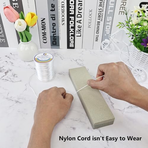 LUSTEMBER 330 Feet Satin Nylon String, 1 mm Silky Smooth Durable Nylon Cord for Jewelry Making, Bracelets, Beading, Necklaces, Macrame, Kumihimo, Rattail, and Chinese Knot Craft