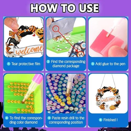 Halloween Hanging Diamond Art Kits for Adult Diamond Painting Kit Pendant