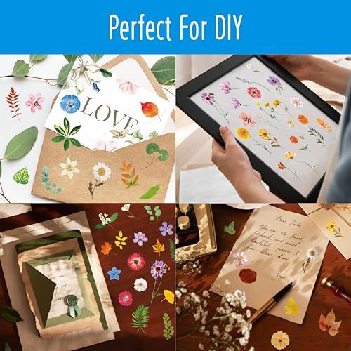 370+ PCS PVC Flower Stickers, Self-Adhesive PVC Greenery Stickers Nature Plant Decals for Scrapbook, Laptop, Journal, DIY Project, Spring Themed Party Decors