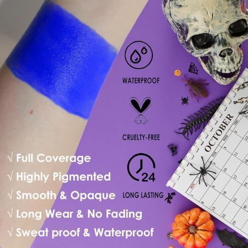 SUNNYVALE 3pcs Blue Eye Black Stick Pack Softball Baseball Football Sport Bulk, Waterproof Hypoallergenic Face Body Paint Cream Foundation Makeup for Skeleton Cosplay Costume