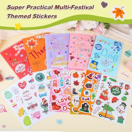 Ohanniewa 30 Pack Card Making Kit – Blank Greeting Cards & Envelopes, Stamp Set, 12 Colored Pens, Stencil Cards, Festival Stickers – DIY Craft Set for Birthdays, Christmas, Thank You & All Occasions