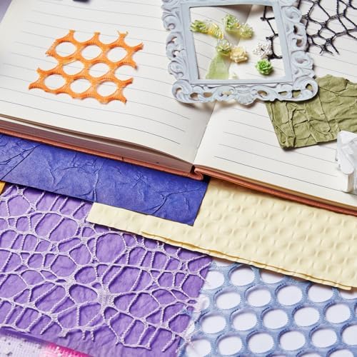 Scrapbook Supplies 208 Sheets Textured Scrapbooking Papers with Mesh Fabric
