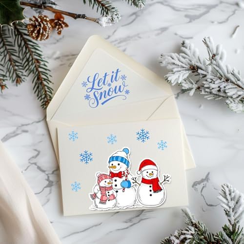GLOBLELAND Christmas Snowman Clear Stamps for Cards Making Winter Snowflakes Transparent Stamp Snow Frosty Fun Silicone Stamps Seal for Christmas DIY Scrapbooking Photo Album Decor