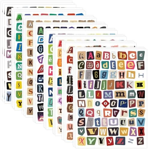 PRSTINCOL 1900+ Magazine Letter Stickers,Vintage Scrapbook 24 Sheets Letters Stickers,Ransom Alphabet Stickers for Scrapbooking Supplies Journaling DIY Crafts Gift Junk Journal