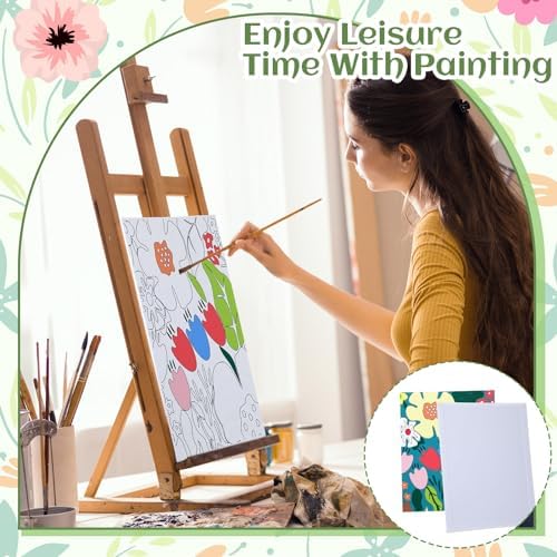 Tinlade 12 Pcs Pre Drawn Canvas for Painting Stretched,Flower Posters