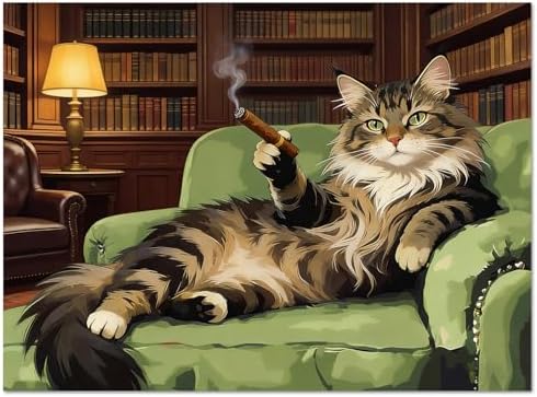 WULINHUAFA Cat Paint by Numbers Adults Beginner 16x20 Inch | Cat Adult Paint by Number Kits, DIY Acrylic Oil Easy Painting by Numbers for Gifts Home Wall Decor Without Frame