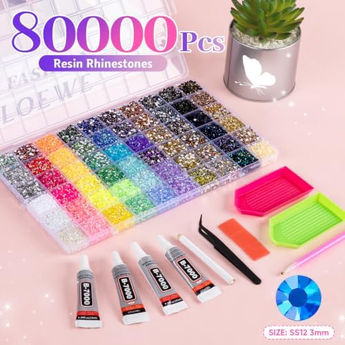Bedazzling Kit 80000Pcs 60 Colors Resin Jelly Rhinestones
