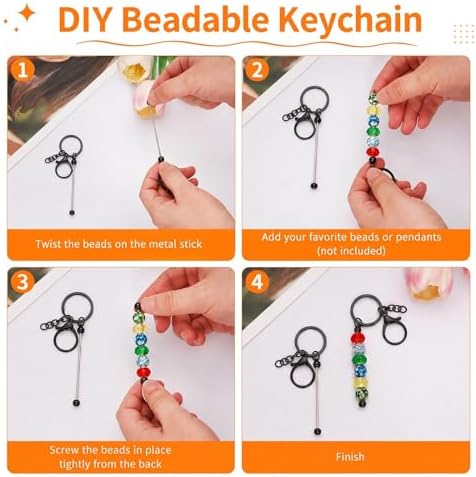 30Pcs Blank Beadable Keychain Bars Bulk Blank Metal Keychain