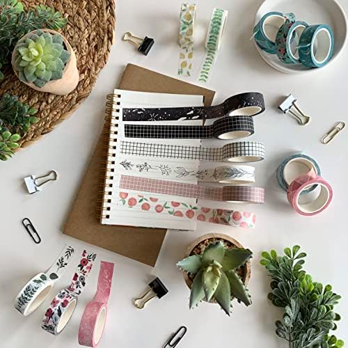 16 Rolls Washi Tape Set for Journaling, Scrapbooking & Decorative Crafts