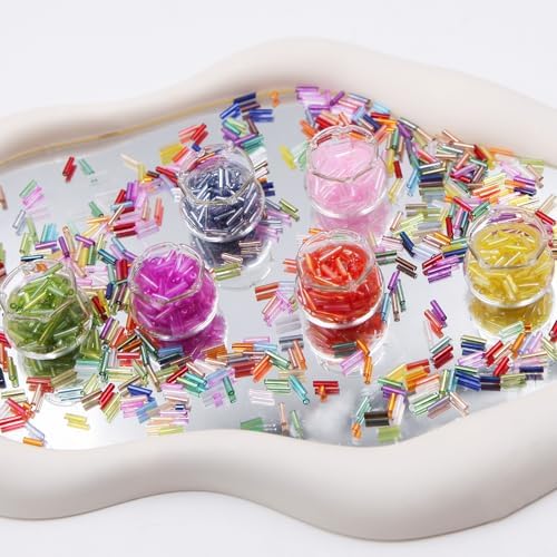 Tube Seed Beads 7mm Crafts Glass Bugle Beads with for Jewelry Making Embroidery Decoration (28 Colors, 8400pcs)