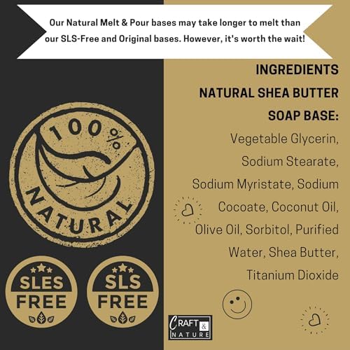 Craft & Nature 4 LB All Natural Clear Moisturizing Glycerin Melt And Pour Soap Base for Soap Making (4 Pound, Shea Butter (Unscented)) | Melt And Pour