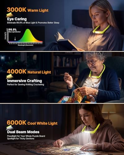 Book Light with Storage Case, Dimmable Neck Light for Reading
