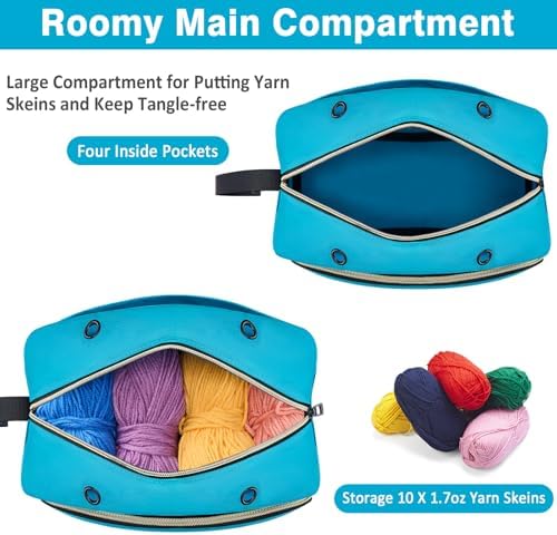 IBFUN Crochet Yarn Knitting Bag Organizer for Knit Accessories Hooks