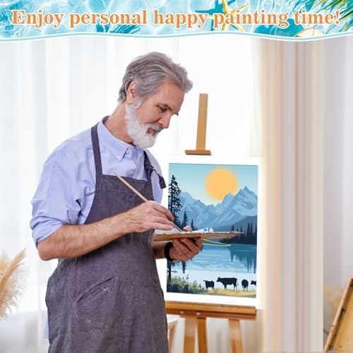 Humyoun 12 Pack 9 x 12 Inch Paint by Numbers Kit for Adults Beginners DIY Acrylic Oil Painting Paint by Number Kits Drawing Paintwork on Canvas Without Frame for Home Decor(Mountain Style)