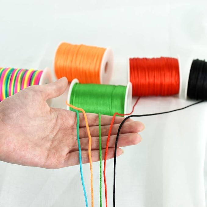 TONIFUL Nylon String Satin Cord for Necklace Bracelet Beading 2mm Green | 110yd Non elastic durable non fading, for Jewelry Making Thread Rattail Macrame Trim Kumihimo Chinese Knot Craft Tags Hanging
