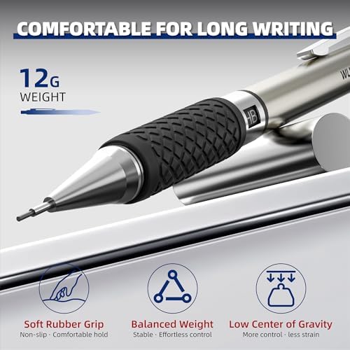 WUO 0.5 mm Mechanical Pencil Set with Eraser Pen Storage Case, 3 PCS