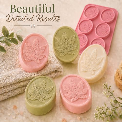 Marijuana Leaf Shaped Embossed Design Silicone Oval Soap Mold Tray Homemade Soap DIY Tray Mould, Set of Two
