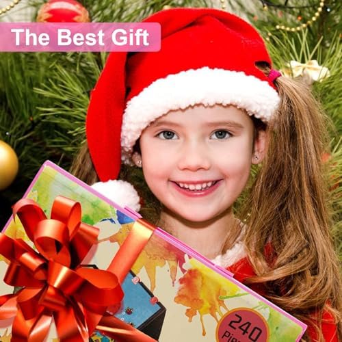 VigorFun Art Supplies, 240 PCS Drawing Art Kit, Pink Gifts for Kids Girls