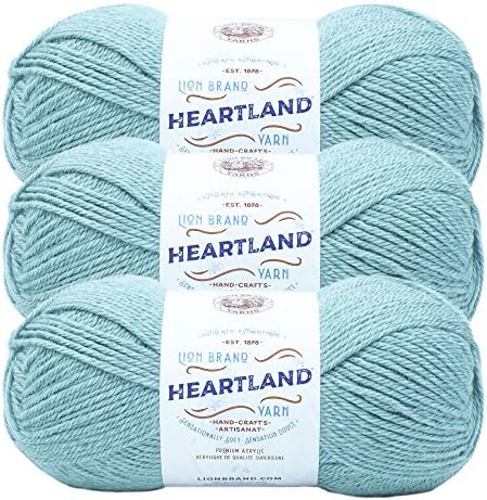 Lion Brand Yarn, Heartland Crochet Yarn, Congaree, Blue, 3 Pack