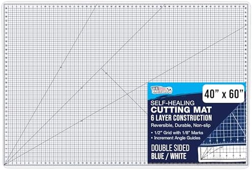 U.S. Art Supply 40"x60" Self-Healing Cutting Mat 5-Ply White/Blue