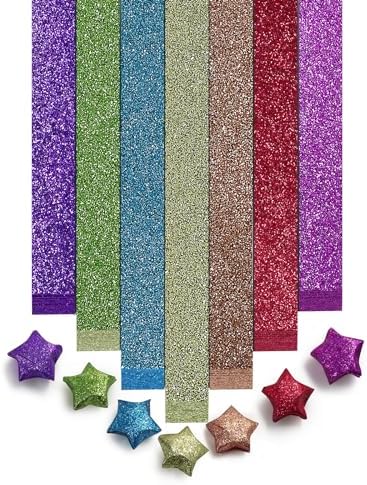 FoDau770 Glitter Star Paper Strips - 520 Sheet, 7 Colors
