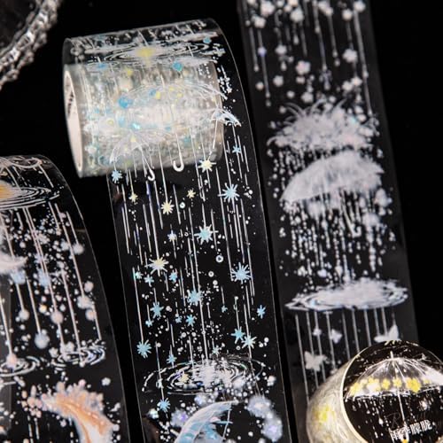 Alideco 6pcs Decorative Adhesive Tapes Vintage Umbrella Raindrops Scenery PET Tape Great for Bullet Journal Supplies, Arts, Scrapbook, DIY Crafts, Planners (yujimenglong)