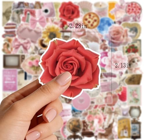 115PCS Pink Aesthetic Stickers - Vintage Coquette Style, Waterproof Vinyl Decals Cute Bow Tie Stickers Disco Ball, Decorative Stickers for Water Bottles, Laptop, Scrapbook (115pcs Coquette Stickers)