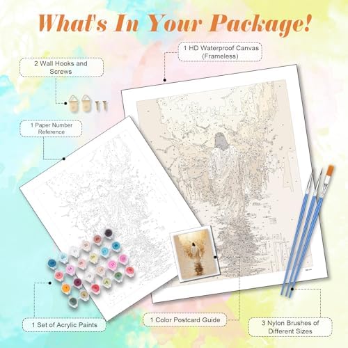 Kalonyth Jesus Paint by Numbers Kit for Adults, 16x20 inch, No Framed