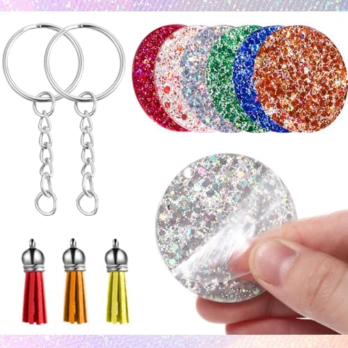 WILLBOND 24 Set Acrylic Keychain Blanks Set Clear Acrylic Ornaments,24