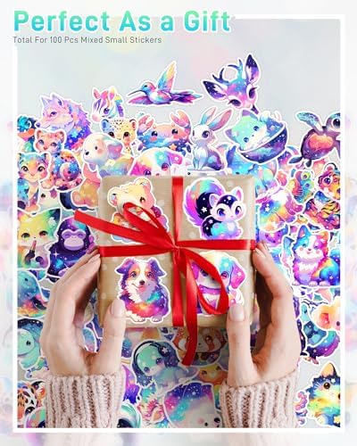 100 Pcs Cute Rainbow Animal Stickers Pack for Kids Girls Teens