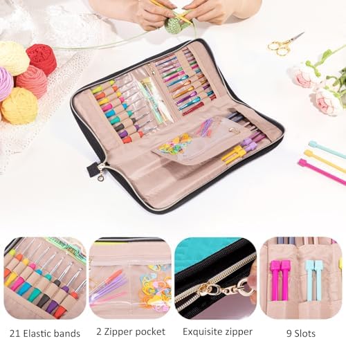 MYBAGZING Knitting Needles & Crochet Hook Case - Empty (up to 14 Inches) - Knitting & Crochet Accessories Organizer