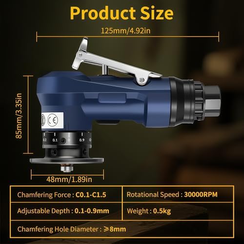 Pneumatic Chamfer Tool, 30000 RPM Air Chamfer Tool with 8C & 6R Blades